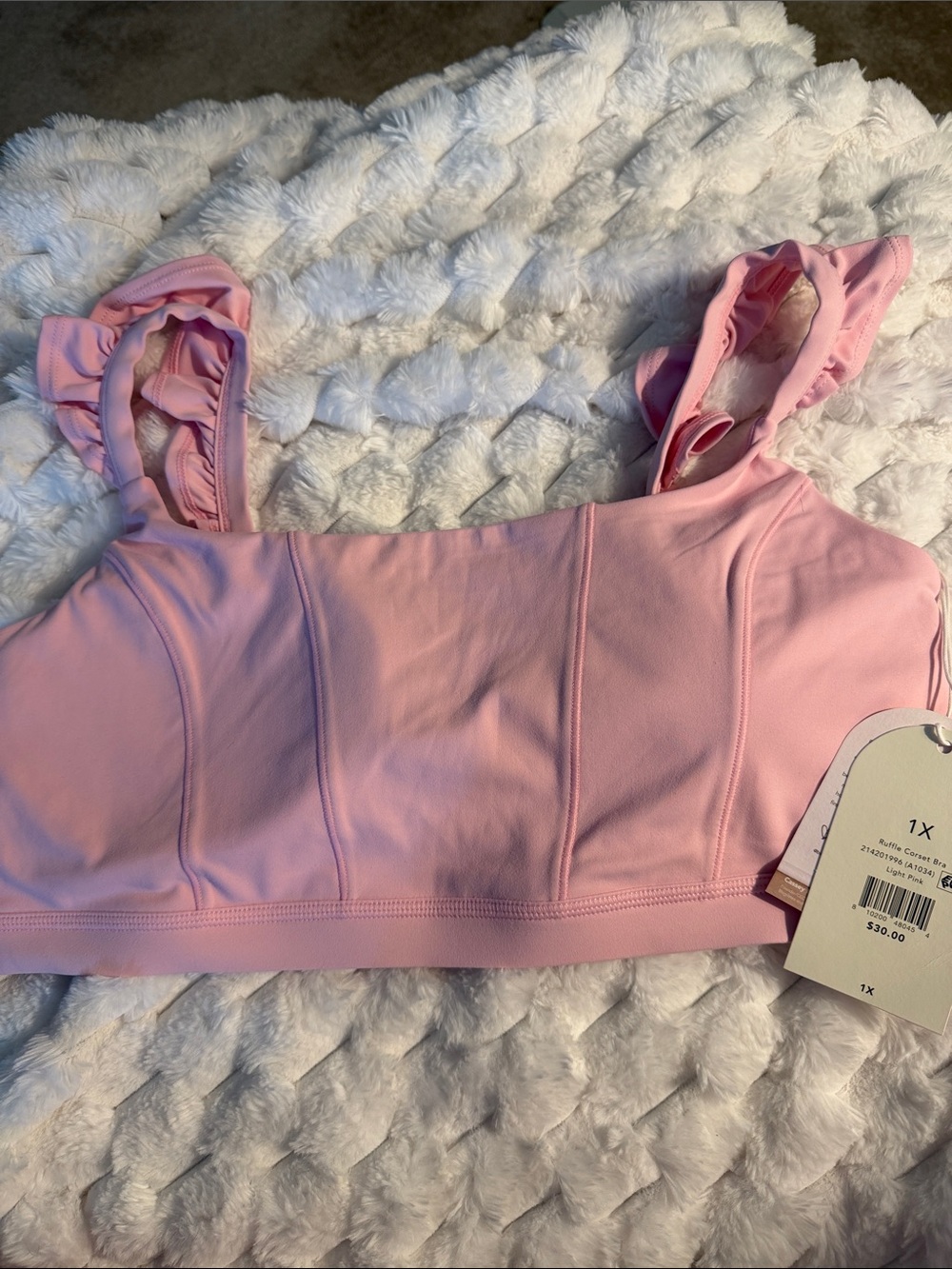 Blogilates Women’s Pink Ruffle Corset Bra